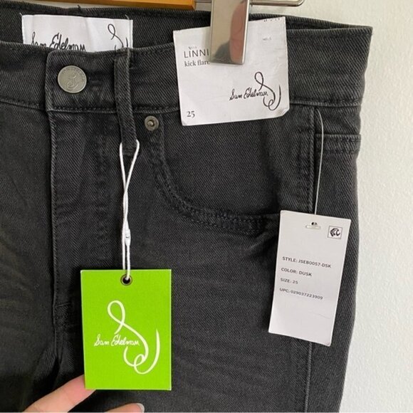 Nwt 🆕 Sam Edelman Women Linnie Kick Flare High Rise Waist Jeans • Black • US 25 - Picture 3 of 8